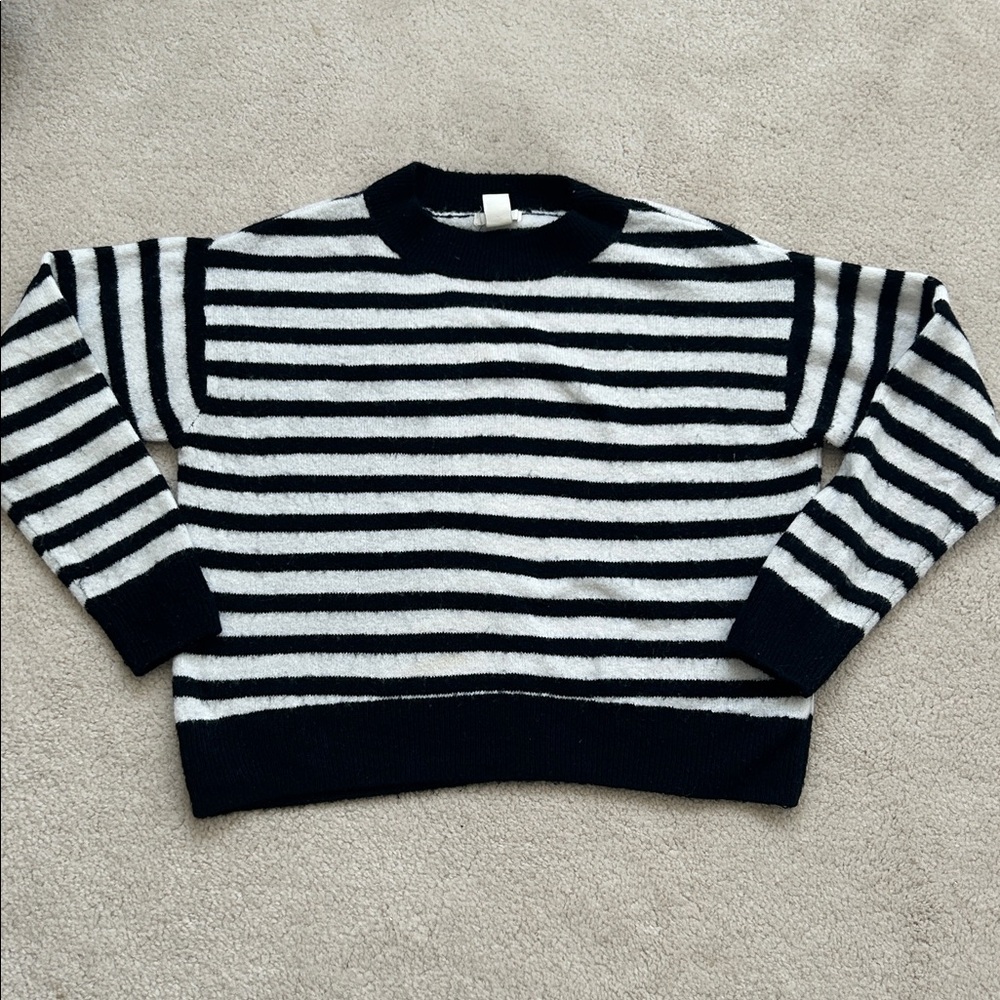 H&M Black and White Fuzzy Sweater